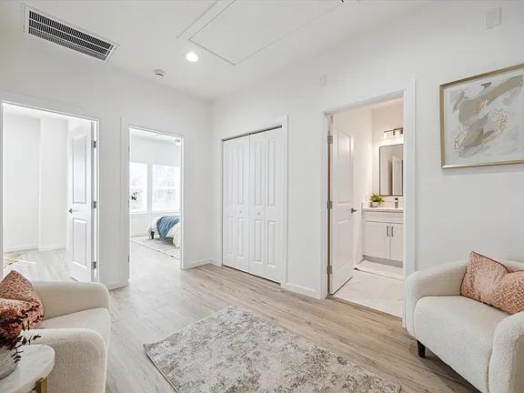 Upstairs hallway with bedroom doors on both sides, Bianco Lane, Houston TX 77091