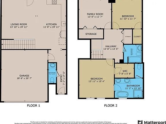 Measured floor plans for both stories of a Bianco Lane home, Bianco Lane, Houston TX 77091