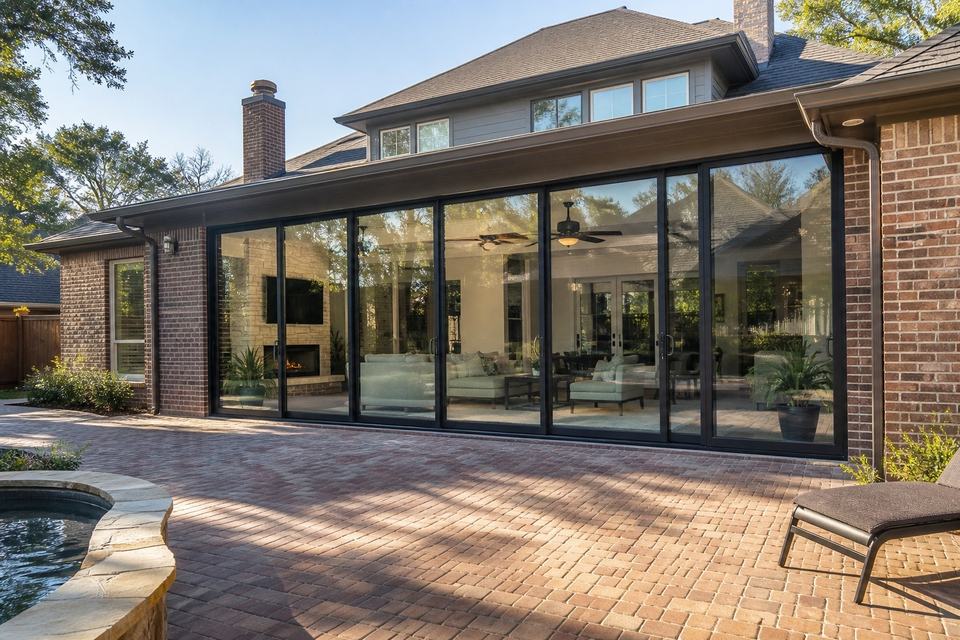 The same style of patio enclosed with sliding glass walls