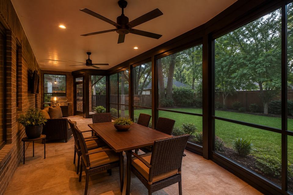 Houston covered patio converted into a screen room