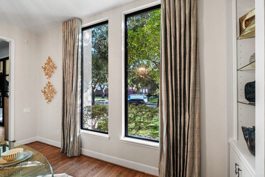 Sitting area with a pair of tall windows, Houston TX 77025