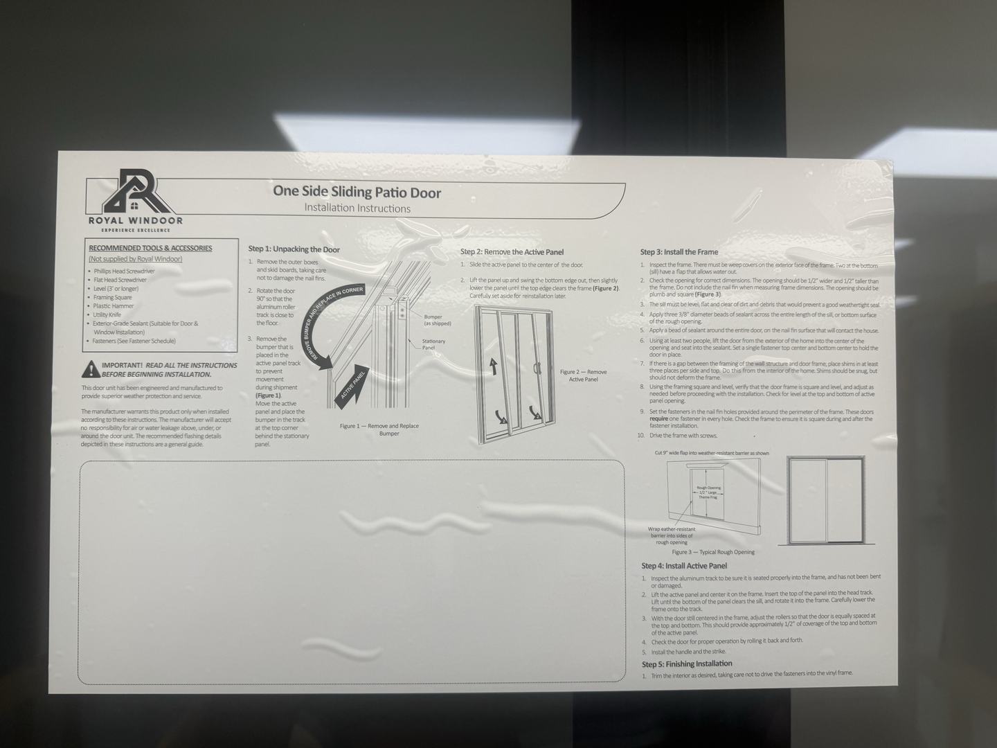 Royal Windoor official installation instructions and NFRC certified labels