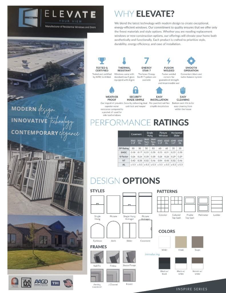 Elevate Inspire Windows Specification Sheet